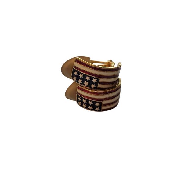 American Flag Gold clip on earrings - Picture 2 of 4